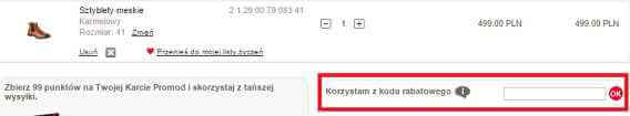 Korzystanie z kodów rabatowych