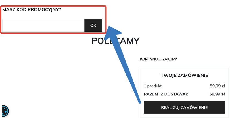Pole na kod promocyjny w Reporter Young