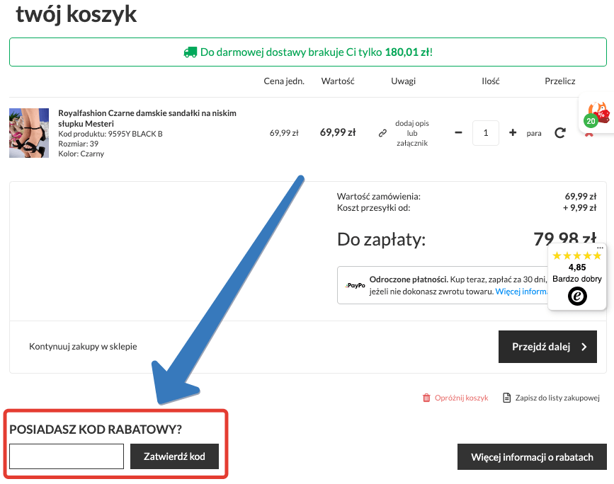 Jak użyć kodu rabatowego na royalfashion.pl