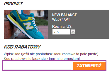 Miejsce do wpisania kodu rabatowego