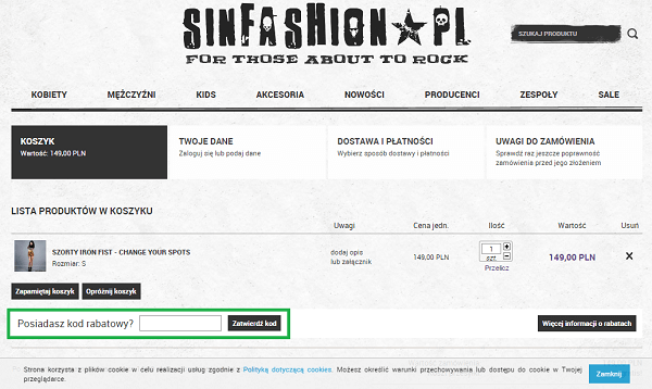 Gdzie wpisać kod rabatowy sinfashion