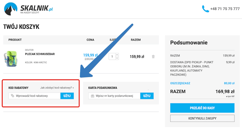 Pole na kod rabatowy w sklepie skalnik.pl