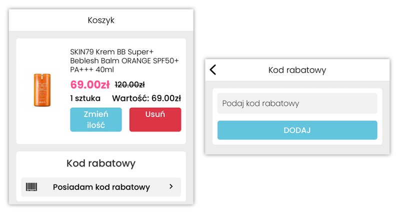 Jak aktytować kod rabatowy w aplikacji mobilnej Skin79