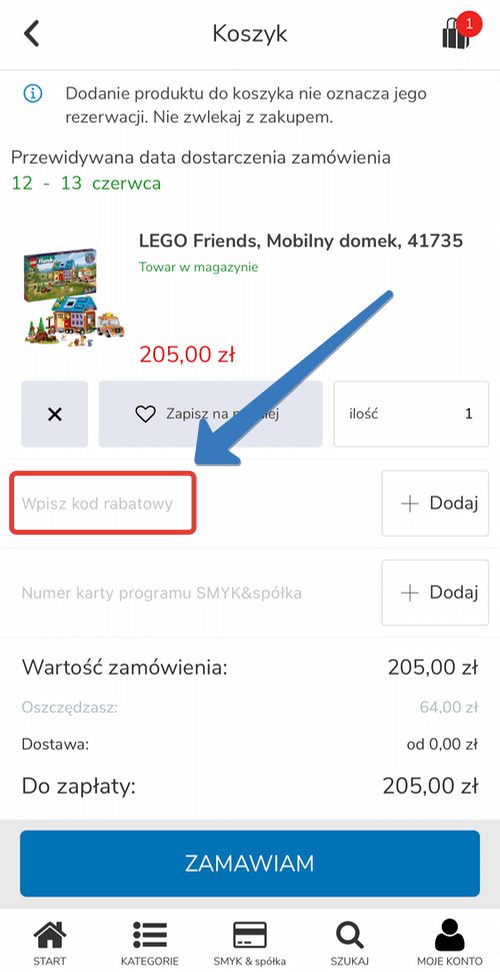 Gdzie aktywować kod rabatowy w aplikacji SMYK