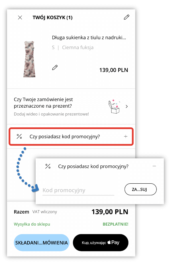 Jak aktywować kod rabatowy Stradivarius w aplikacji?