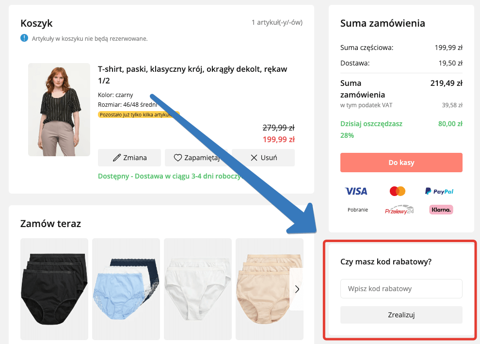 Pole na kod rabatowy w Ulla Popken