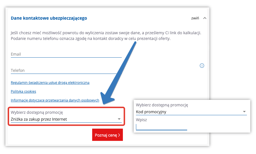 Gdzie się wpisuje kod rabatowy UNIQA?
