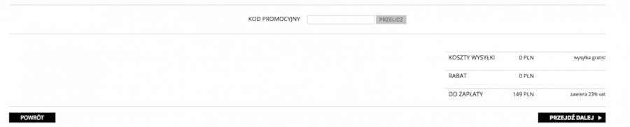 Miejsce do wpisania kodu rabatowego Unisono