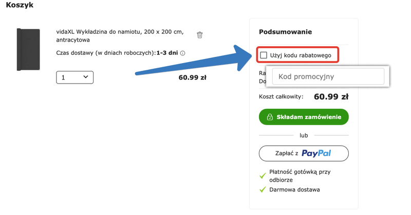 kod promocyjny vidaxl