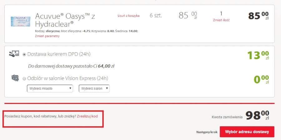 Kody rabatowe do Vision Express