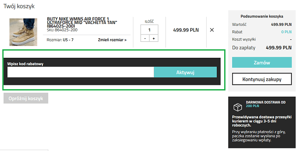miejsce wpisywania kodu rabatowego worldbox