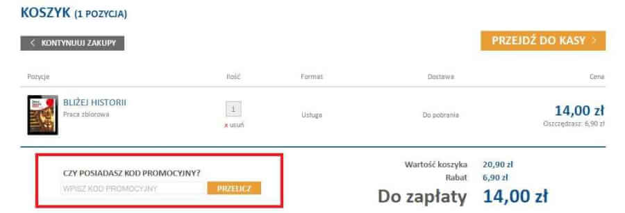 Miejsce do wpisania kodu rabatowego dla WSIP