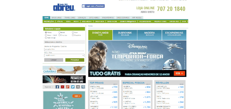 Página inicial do site da Abreu Página inicial do site da Abreu