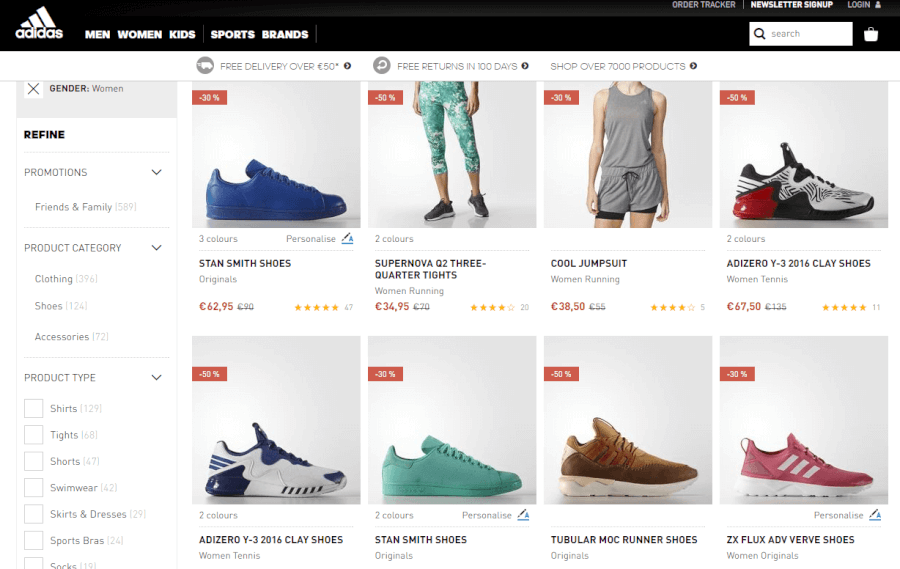Discounts up to 50% in the Adidas brand Adidas Discounts