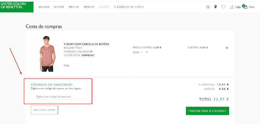Como aplicar os códigos de descontos Benetton Como aplicar os códigos de descontos Benetton