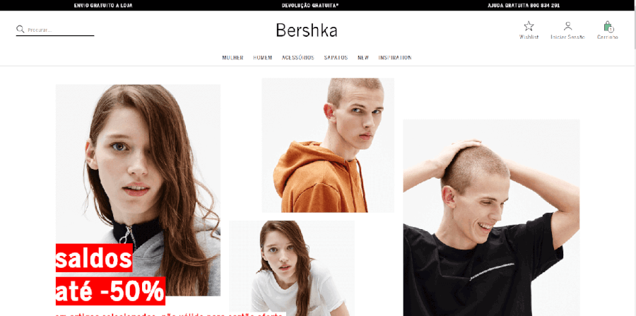 Página inicial do site da Bershka Página inicial do site da Bershka