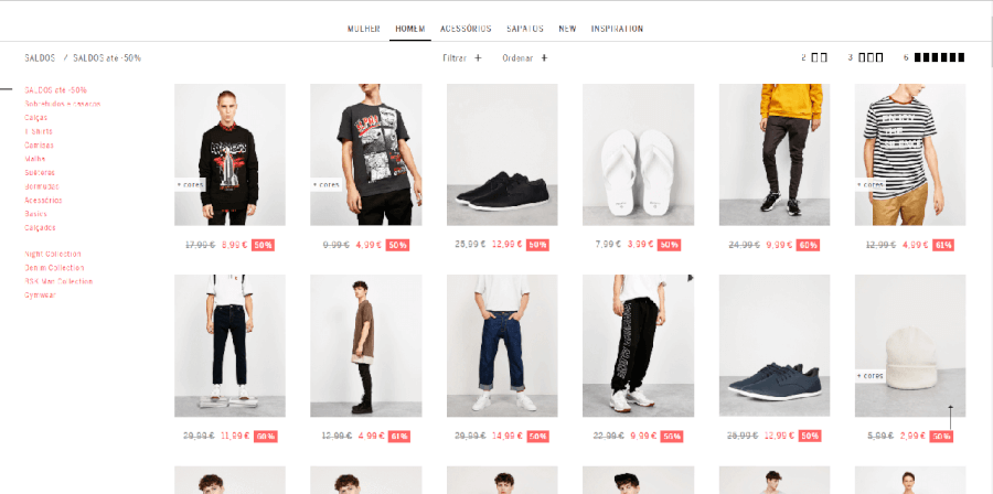 Descontos e promoções em roupa masculina Descontos e promoções em roupa masculina