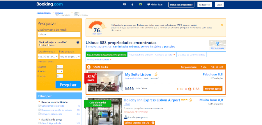 Diversas ofertas do dia no Booking Diversas ofertas do dia no Booking