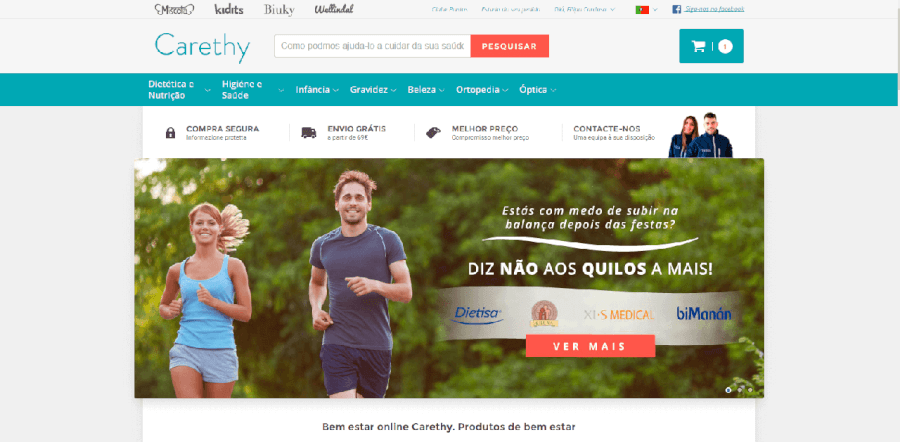 Página inicial do site da Carethy Página inicial do site da Carethy