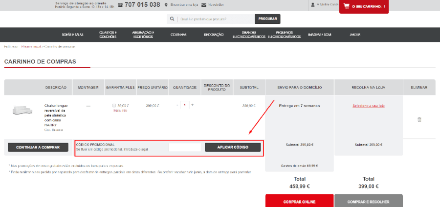 Como aplicar o código promocional Conforama Como aplicar o código promocional Conforama