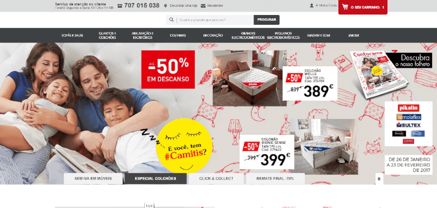 Página inicial do site da Conforama Página inicial do site da Conforama