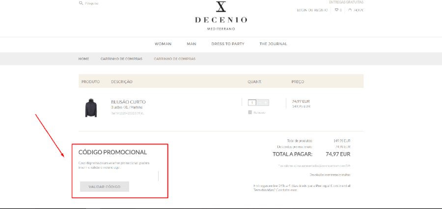 Como utilizar o código promocional da Decenio Como utilizar o código promocional da Decenio