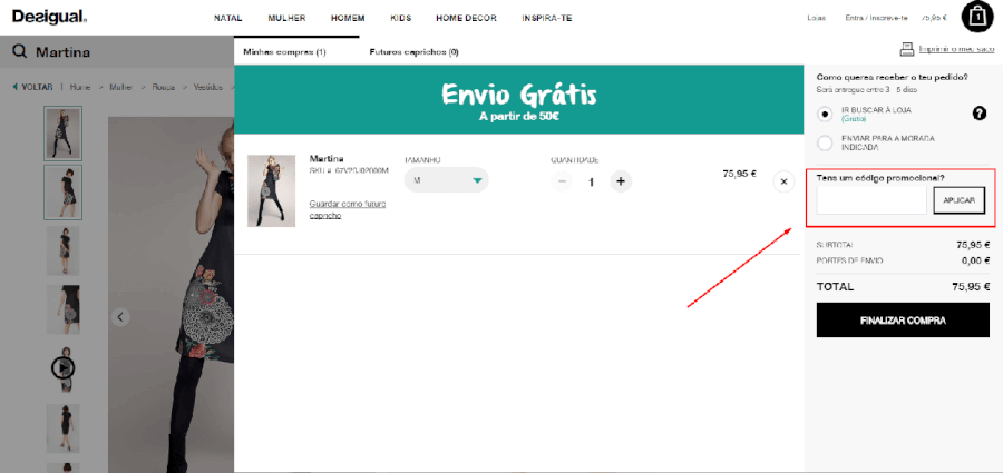 Como aplicar o código promocional Desigual Como aplicar o código promocional Desigual
