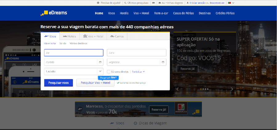 Poupe com os descontos da Edreams. Poupe com os descontos da Edreams