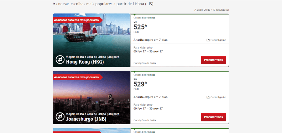 Vários voos da Emirates a partir de Lisboa Vários voos da Emirates a partir de Lisboa