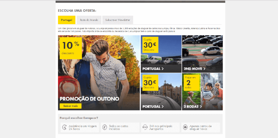 Diversos descontos da Europcar