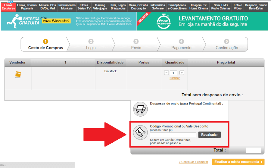 Vale desconto Fnac código promocional Fnac