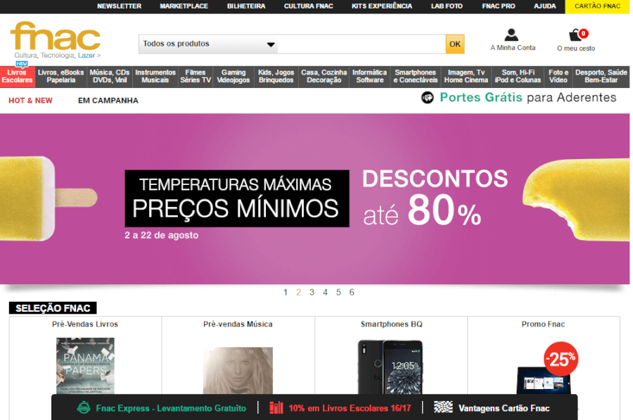 Página Fnac com promoções Página principal Fnac Portugal