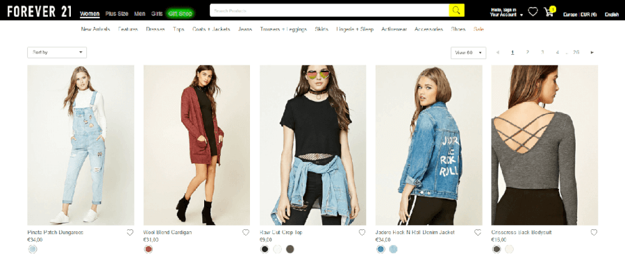 como navegar no site da Forever 21
