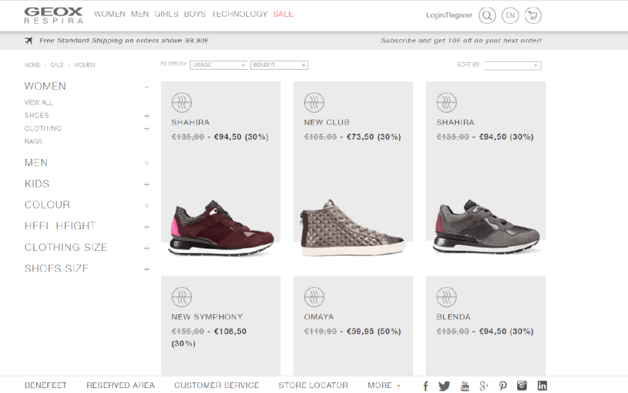 Descontos geox Descontos em sapatos femininos na Geox