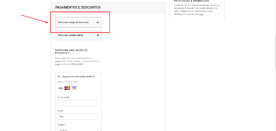Como aplicar o código de desconto da H&M Como aplicar o código de desconto da H&M