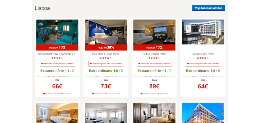 Vários descontos em hotéis de 4 ou 5 estrelas Vários descontos em hotéis de 4 ou 5 estrelas