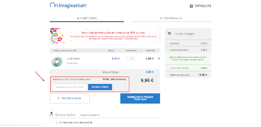 Como aplicar o código promocional Imaginarium Como aplicar o código promocional Imaginarium