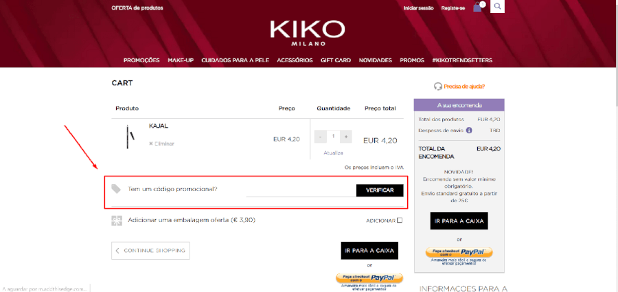 Como utilizar o código promocional da Kiko Como utilizar o código promocional da Kiko