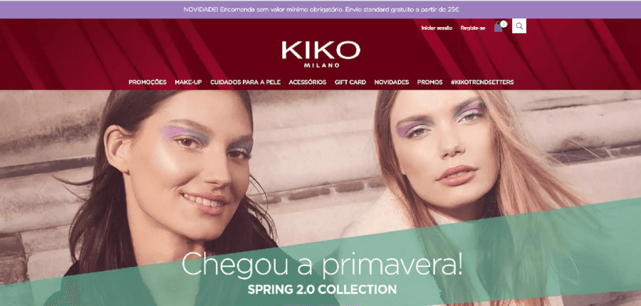 Página inicial do site da Kiko Página inicial do site da Kiko