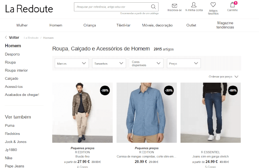 Descontos em moda masculina Descontos em moda masculina