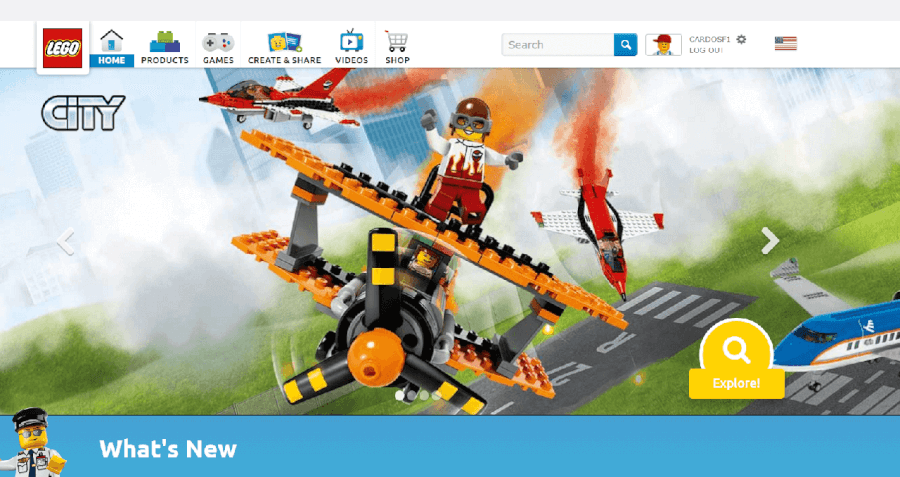 Página inicial do site da Lego como navegar no site da Lego