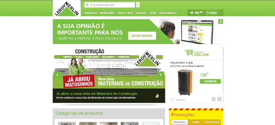 Página inicial do site da Leroy Merlin Página inicial do site da Leroy Merlin