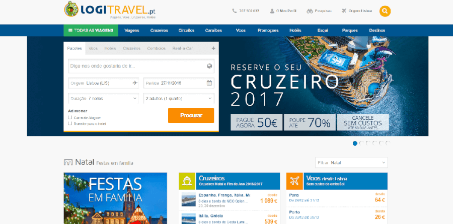 Página inicial do site da Logitravel como navegar no site da Logitravel