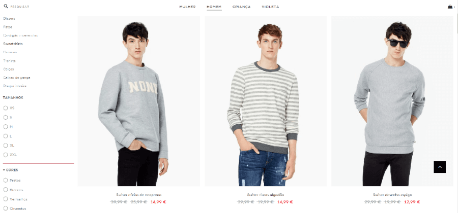 Descontos e promoções em roupa masculina Descontos e promoções em roupa masculina