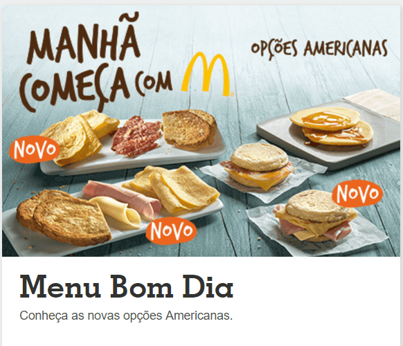 Menu bom dia da McDonald’s Menu bom dia