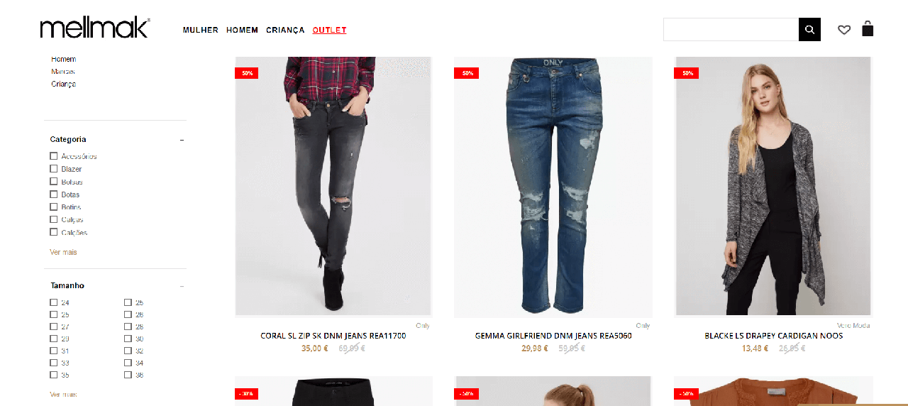 Descontos em diversas peças de roupa feminina Descontos em diversas peças de roupa feminina