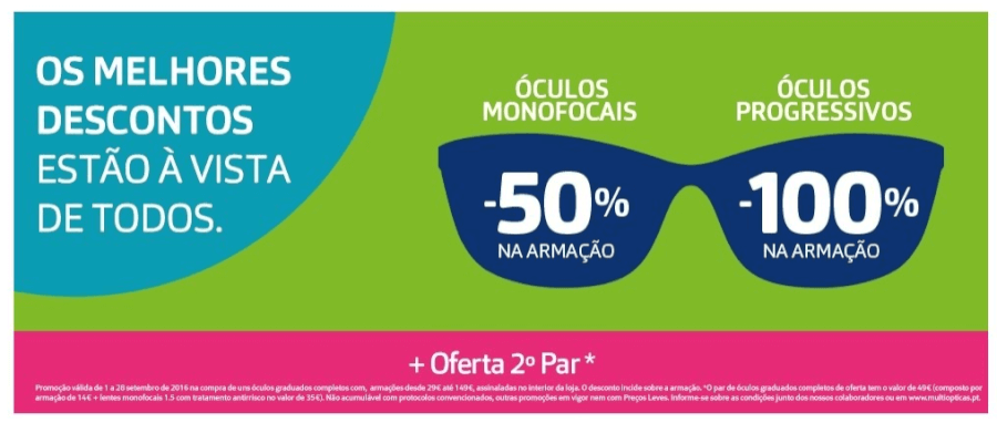 Desconto a partir de 50% na armação dos seus óculos novos Desconto Multiopticas