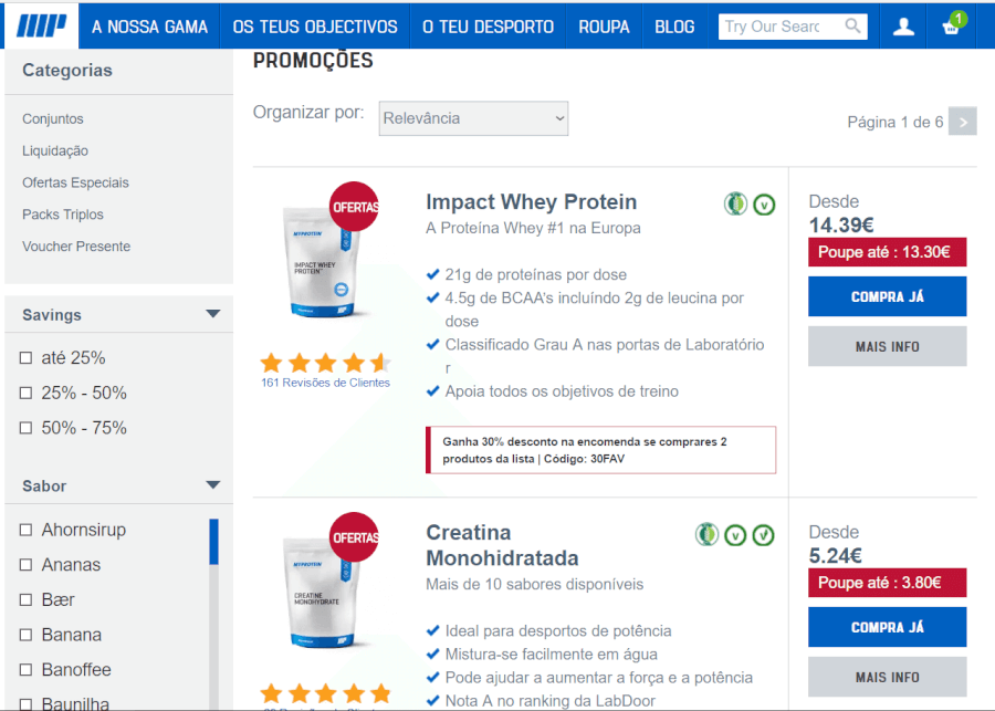 Descontos até 40% Descontos até 40% em suplementos alimentares
