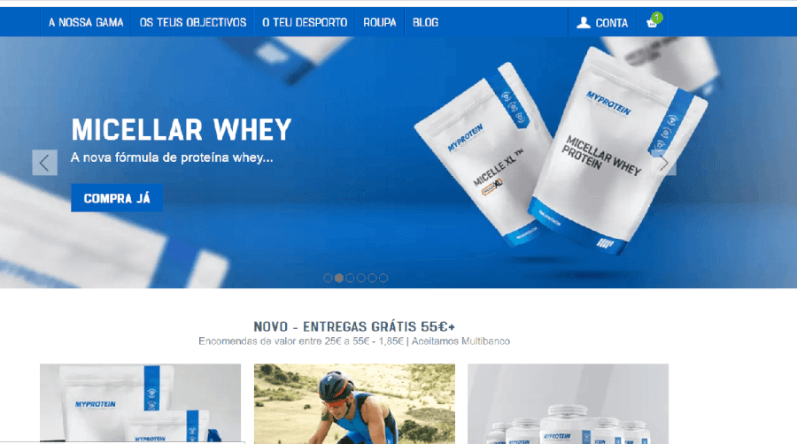 Página inicial do site da MyProtein como navegar no site da MyProtein
