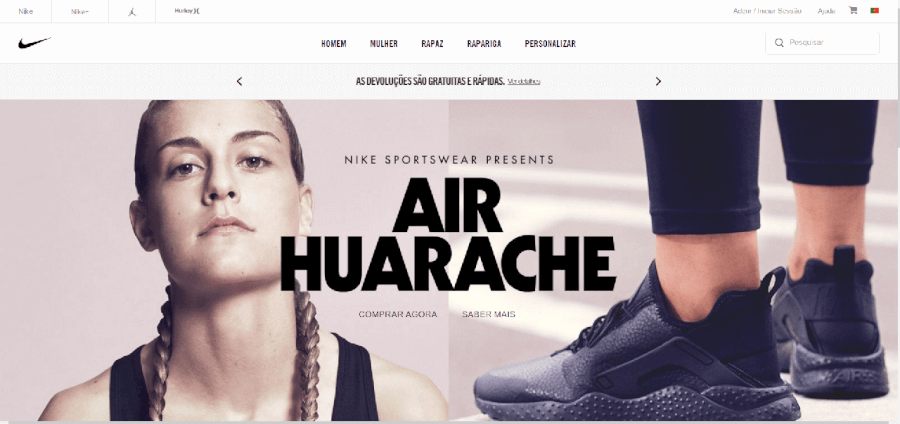 Nike homepage how to navigate the Nike website
